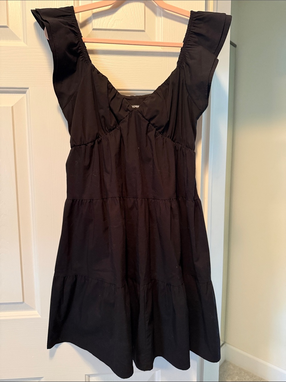 Express Black Tiered Sundress with Flutter Sleeves